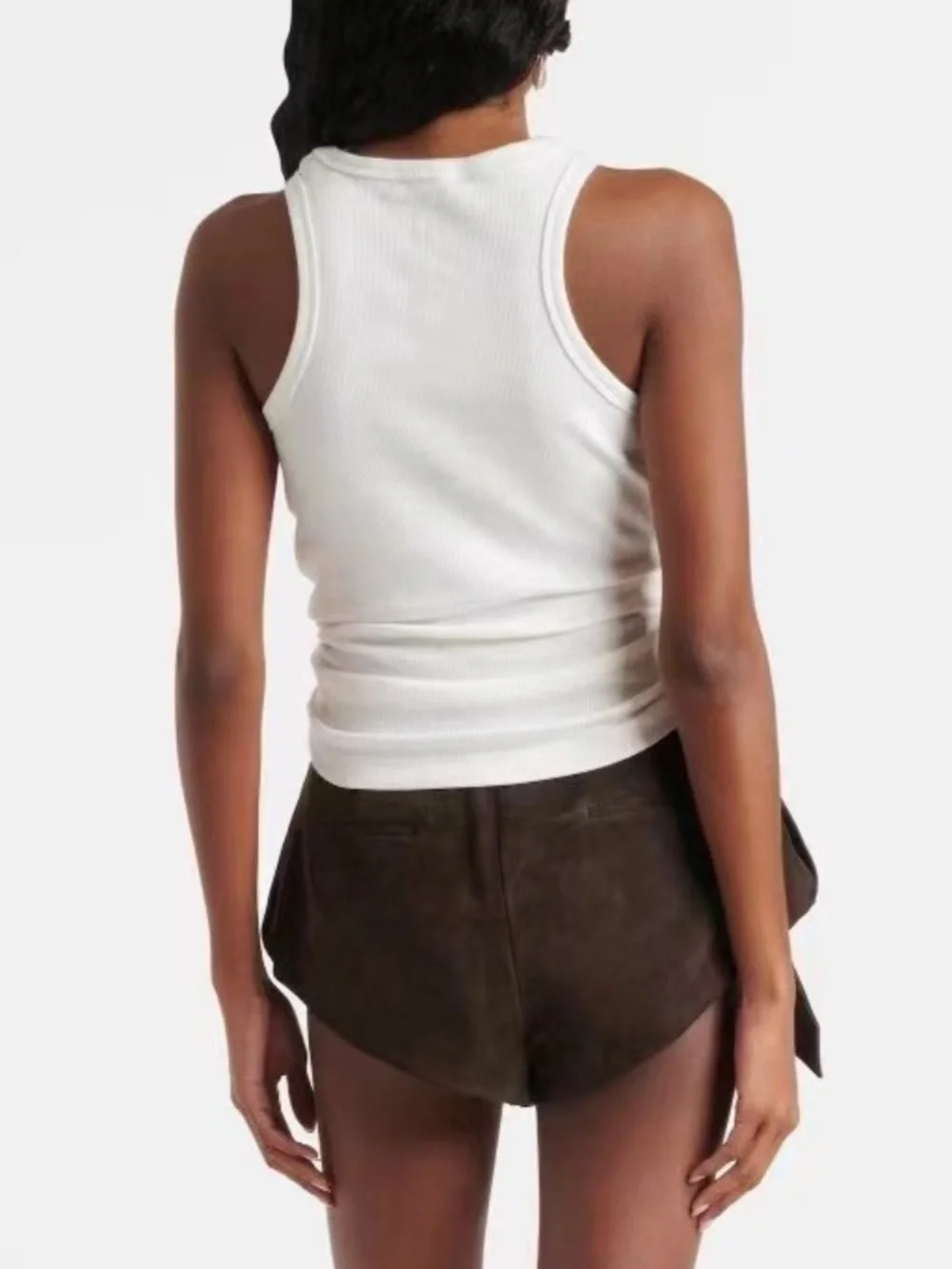Ribbed Front Knot Cropped T-Shirt - Picture 2 of 3